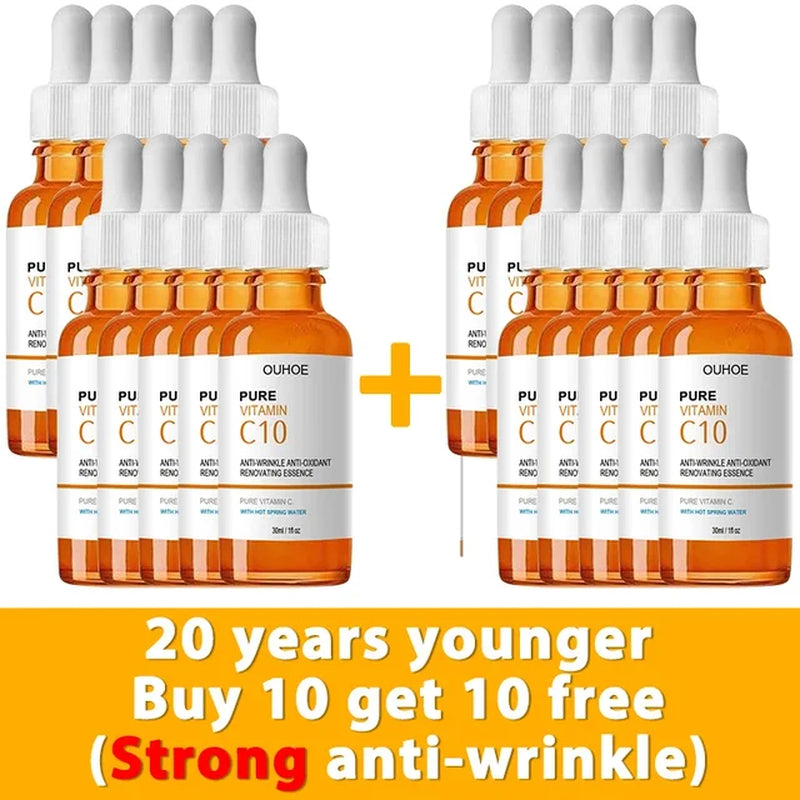 Vitamin C Wrinkle Remover Face Serum Lifting Firming Fade Fine Lines Anti-Aging Essence Whitening Brighten Nourish Skin Care