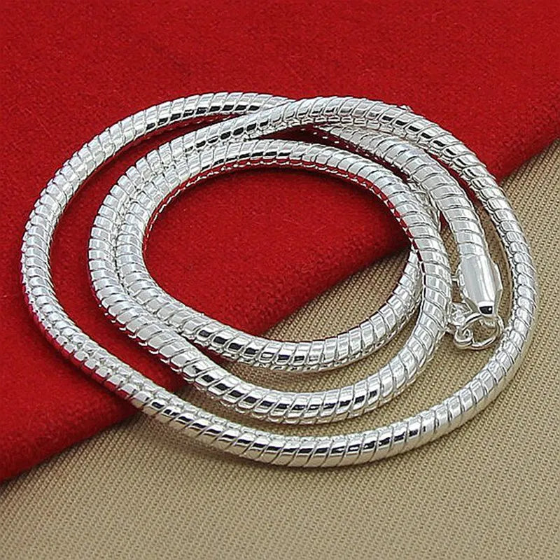 925 Sterling Silver 16/18/20/22/24/26/30 Inch Snake Chain Bracelet Necklace Sets for Women Man Fashion Charm Jewelry