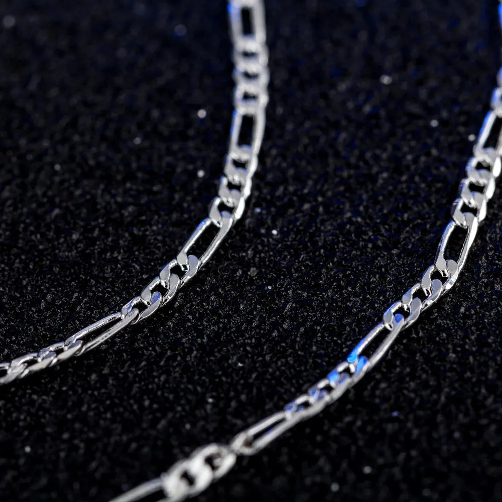 925 Sterling Silver 16/18/20/22/24/26/28/30 Inch 2Mm Sideways Flat Chain Necklace for Women Man Fashion Wedding Jewelry