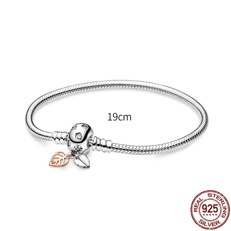 New in 925 Sterling Silver Snake Chain Charm Bracelet Fits Pan Original Pendant Charm Bead for Women Heart Bracelets Jewelry