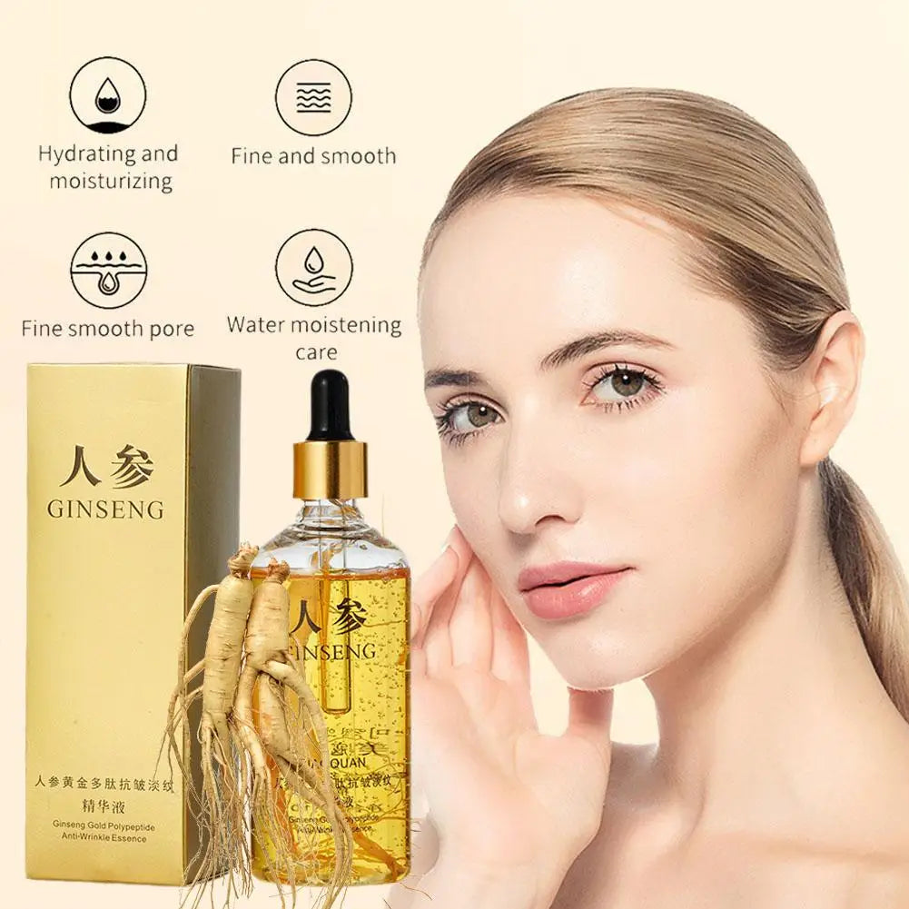 Gold Ginseng Face Serum 100Ml Polypeptide Lightening Skin Moisturizing Facial Serum Smoothing Skin Care Products Deep Hydration