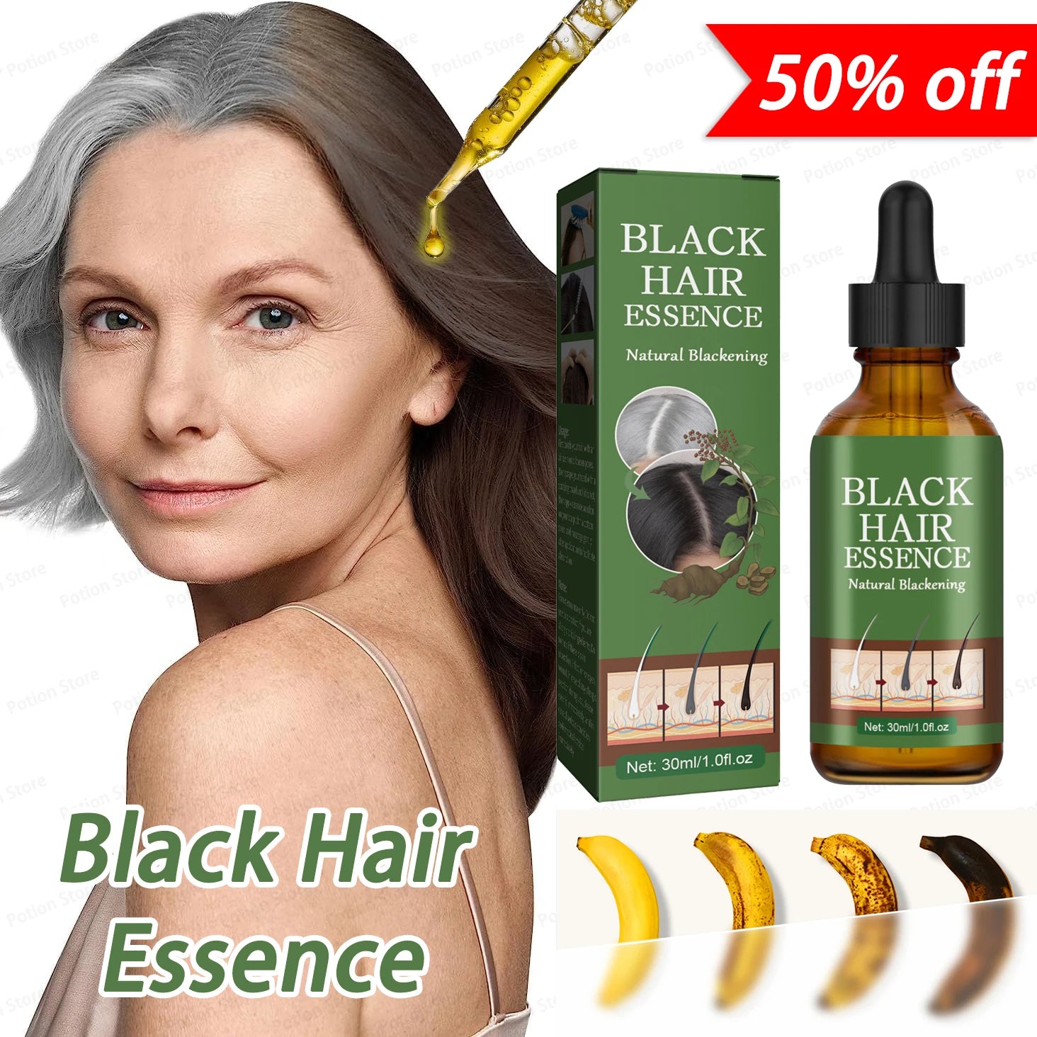 Anti Gray Hair Essence Hair Blackening Serum White Hair Treatment White to Black Hair Repair Care Nourish Scalp anti Hair Loss