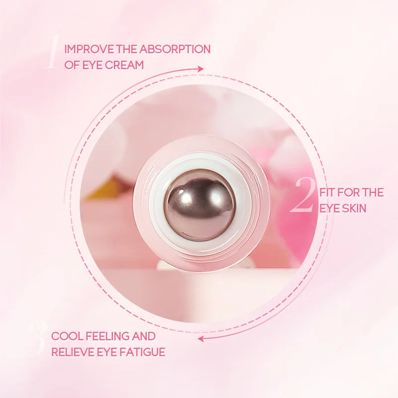 Sakura Eye Serum Eye Roller Massage Vitamin C Hyaluronic Acid Skin Care Eye Bags Cream Moisturizing Dark Circles 15Ml