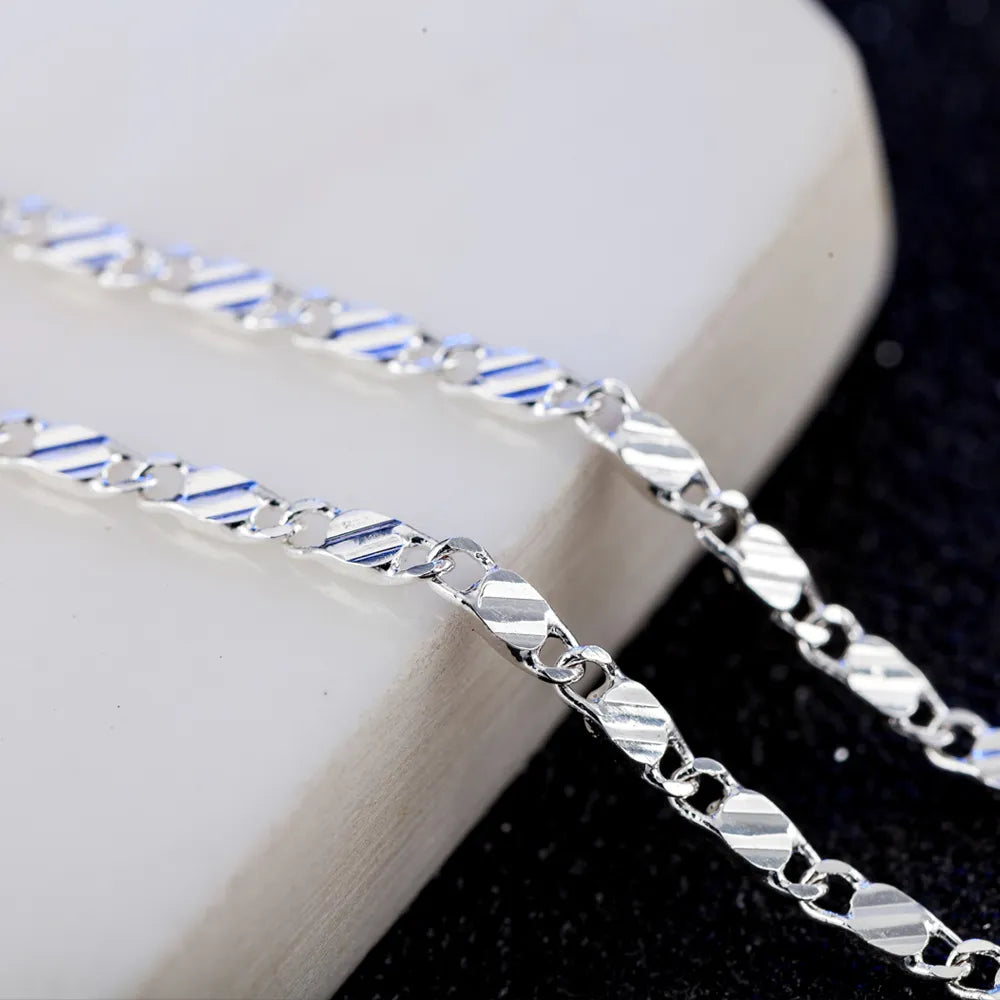 925 Sterling Silver 16/18/20/22/24/26/28/30 Inch 2Mm Charm Chain Necklace for Women Man Fashion Wedding Party Jewelry