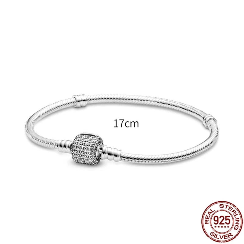 New in 925 Sterling Silver Snake Chain Charm Bracelet Fits Pan Original Pendant Charm Bead for Women Heart Bracelets Jewelry