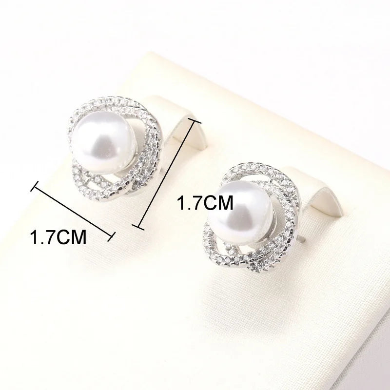 Real White Freshwater Natural Pearl Set Women Wedding 925 Sterling Silver Necklace Earring Sets Jewelry Anniversary Gift