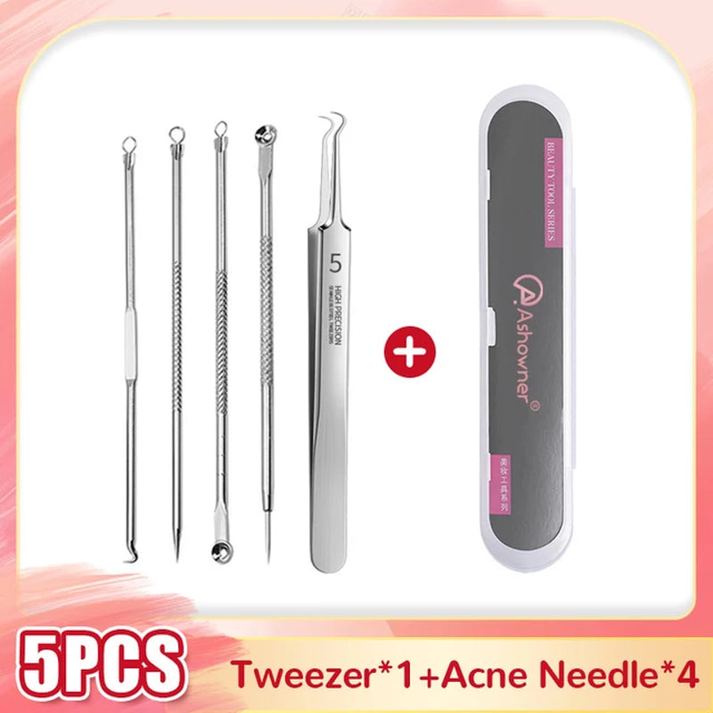 5/8PCS Acne Blackhead Removal Needles Black Dots Cleaner Black Head Pore Cleaner Deep Cleansing Tool Beauty Face Skin Care Tool