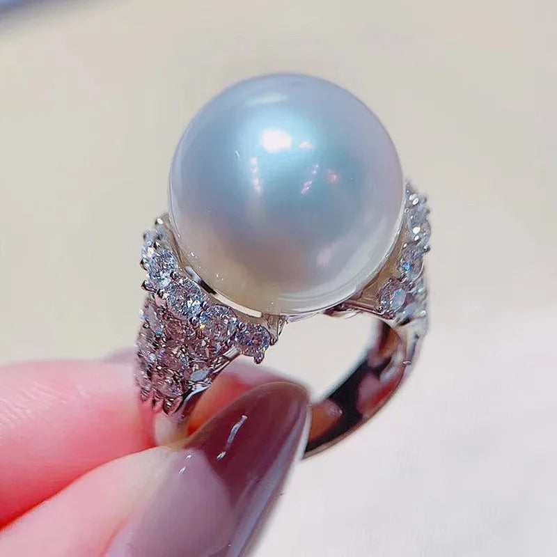 AAA Cubic Zirconia Pearl Rings for Women Engagement Wedding Party Luxury Fashion Female 925 Sterling Silver Jewelry Gifts