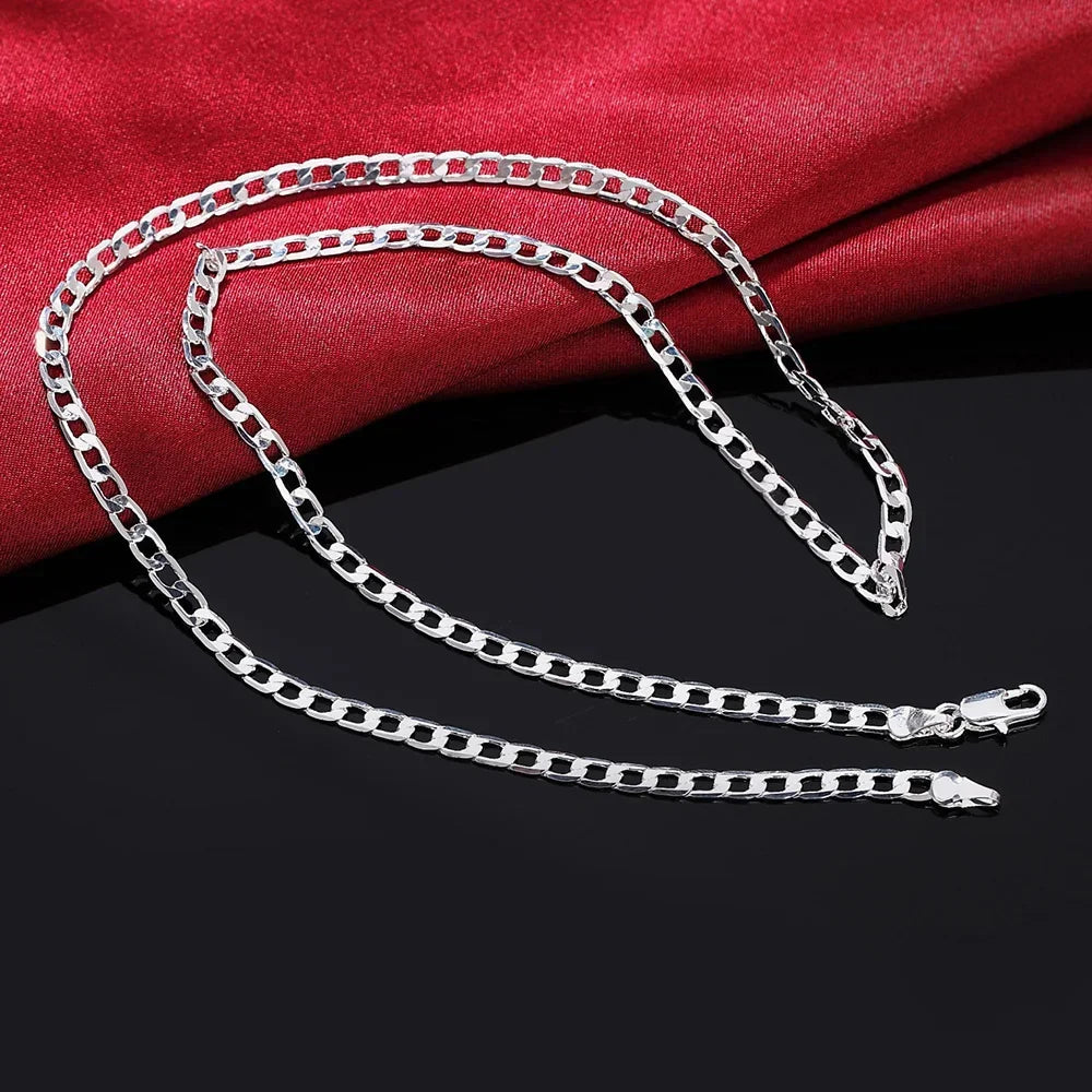 Men'S 925 Sterling Silver Necklace 2/4/6/8/10/12MM 40-75Cm Face Chain Necklace Lobster Clasp Men and Women Engagement Jewelry