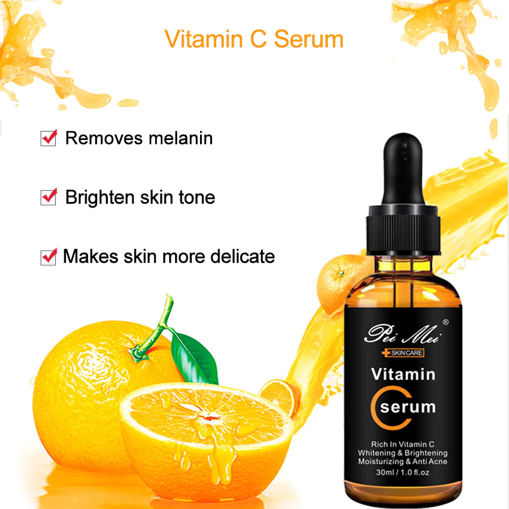 Skincare Products Vitamin C Facial Serum Brighten Skin Lighten Spots Hyaluronic Acid Face Essence Skin Care Products 30Ml