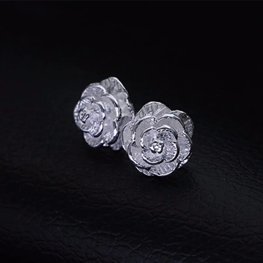 Fine 925 Sterling Silver Charm Flower Necklace Earring Bangle Jewelry for Women Retro Set Wedding Gift TRENDY Lovely