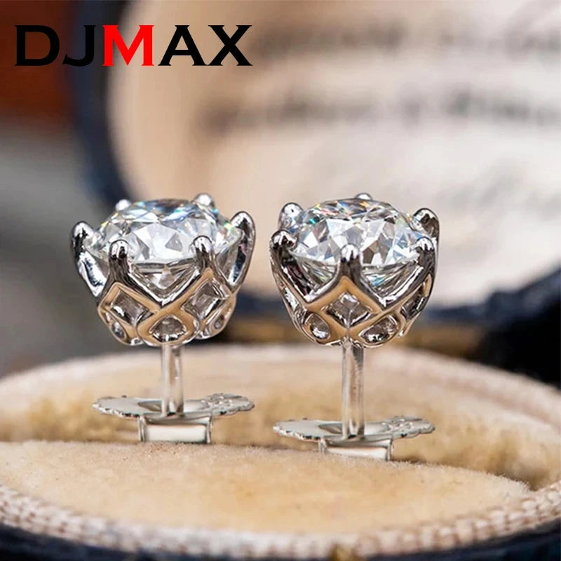 Premium 0.5-2Ct Moissanite Diamond Stud Earrings for Women Orginal 925 Sterling Silver Screw Back Women Moissanite Earring 2024