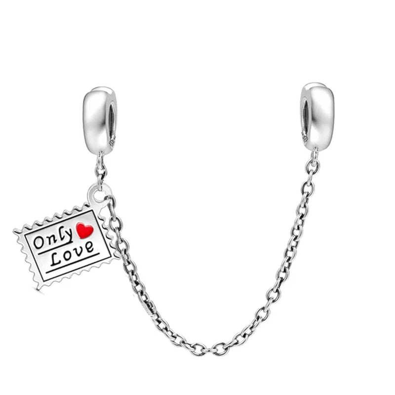 NEW 925 Sterling Silver Sparkling Pavé Crown O Tree Safety Chain Charm Bead Original Bracelet DIY Women Jewelry Gift