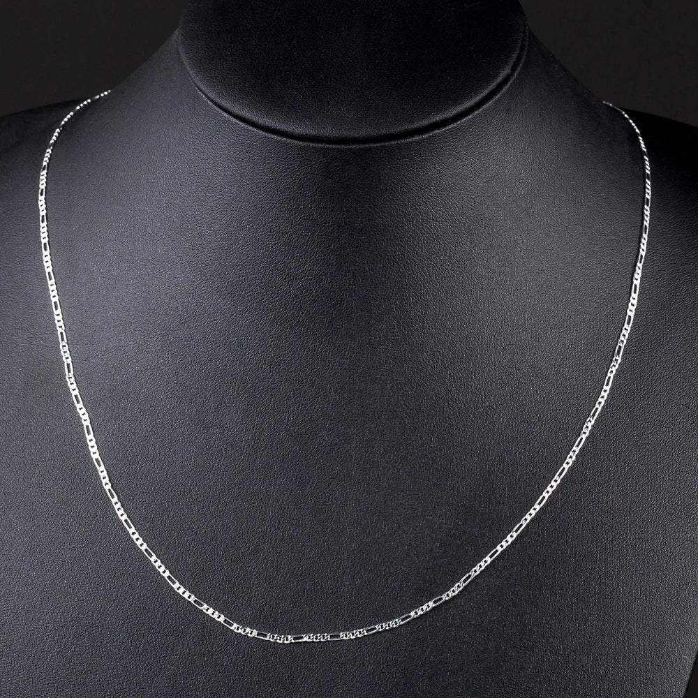 925 Sterling Silver 16/18/20/22/24/26/28/30 Inch 2Mm Sideways Flat Chain Necklace for Women Man Fashion Wedding Jewelry