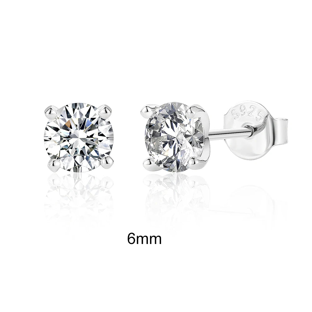 0.5-1.2 Carat D Color Moissanite Ear Stud Earrings for Women 925 Sterling Silver Sparkling Piercing Earring Fine Jewelry