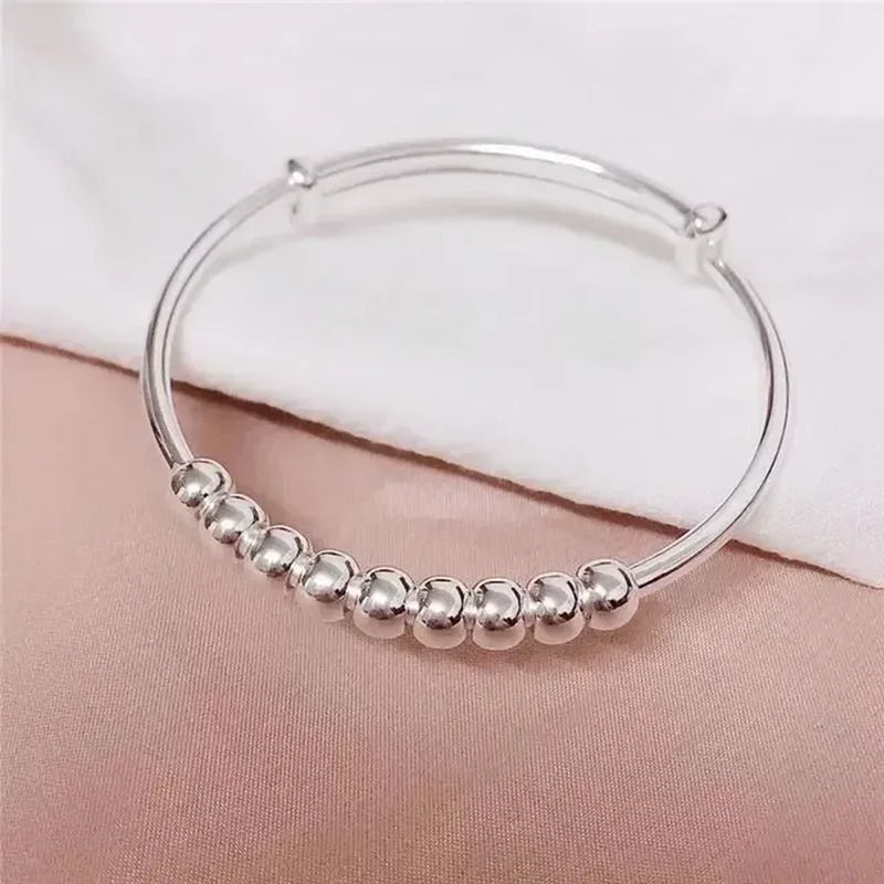 New Korean Fashion 925 Sterling Silver Lucky Beads Bangles for Women Bracelets Luxury Designer Party Wedding Jewelry Gifts