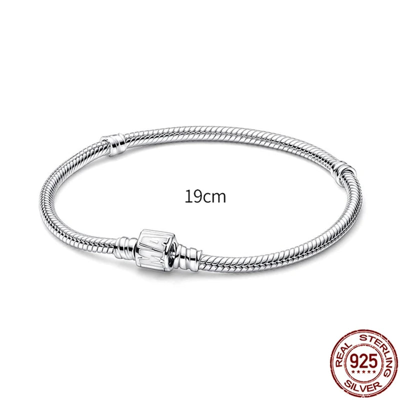 New in 925 Sterling Silver Snake Chain Charm Bracelet Fits Pan Original Pendant Charm Bead for Women Heart Bracelets Jewelry