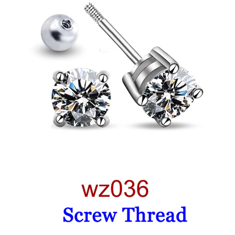 Premium 0.5-2Ct Moissanite Diamond Stud Earrings for Women Orginal 925 Sterling Silver Screw Back Women Moissanite Earring 2024