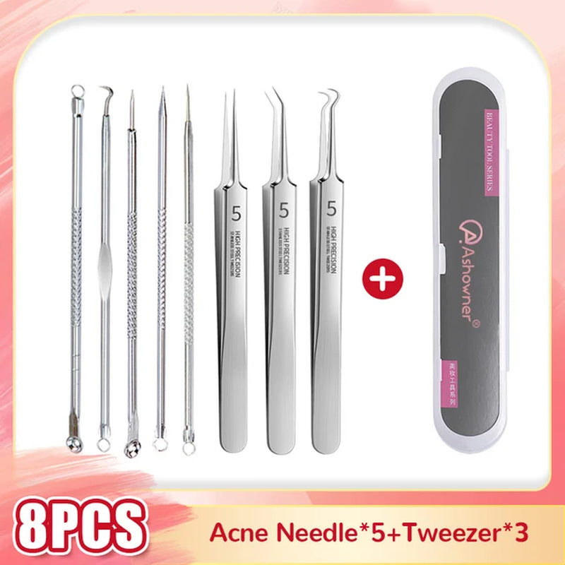 5/8PCS Acne Blackhead Removal Needles Black Dots Cleaner Black Head Pore Cleaner Deep Cleansing Tool Beauty Face Skin Care Tool