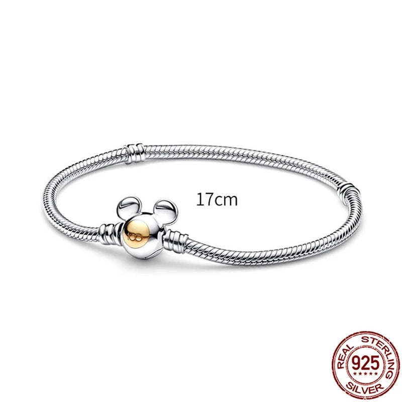 New in 925 Sterling Silver Snake Chain Charm Bracelet Fits Pan Original Pendant Charm Bead for Women Heart Bracelets Jewelry