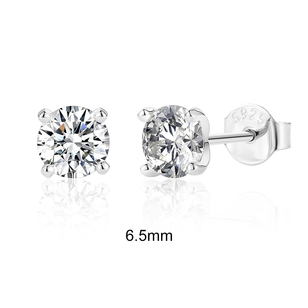 0.5-1.2 Carat D Color Moissanite Ear Stud Earrings for Women 925 Sterling Silver Sparkling Piercing Earring Fine Jewelry