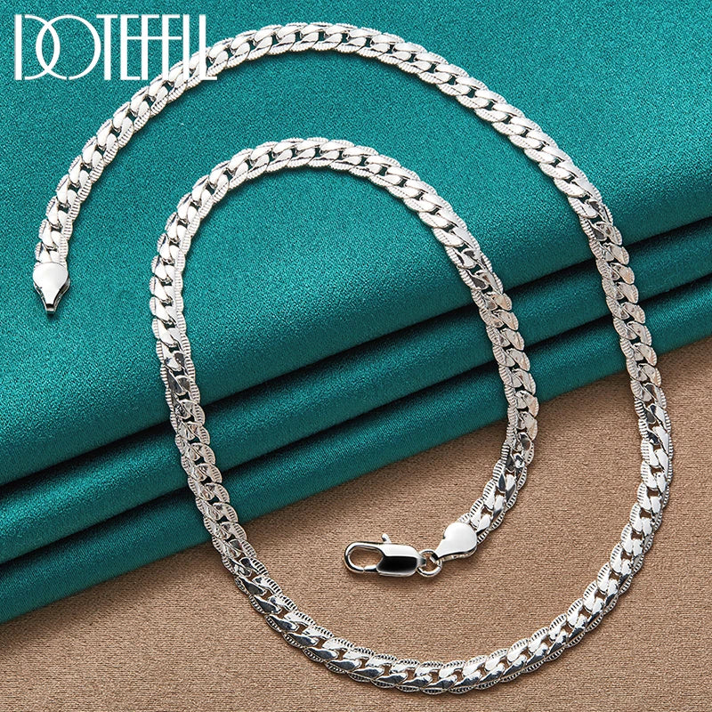 925 Sterling Silver 6Mm Side Chain 16/18/20/22/24 Inch Necklace for Women Man Fashion Wedding Engagement Jewelry Gifts