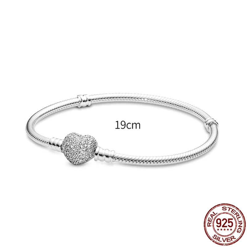 New in 925 Sterling Silver Snake Chain Charm Bracelet Fits Pan Original Pendant Charm Bead for Women Heart Bracelets Jewelry