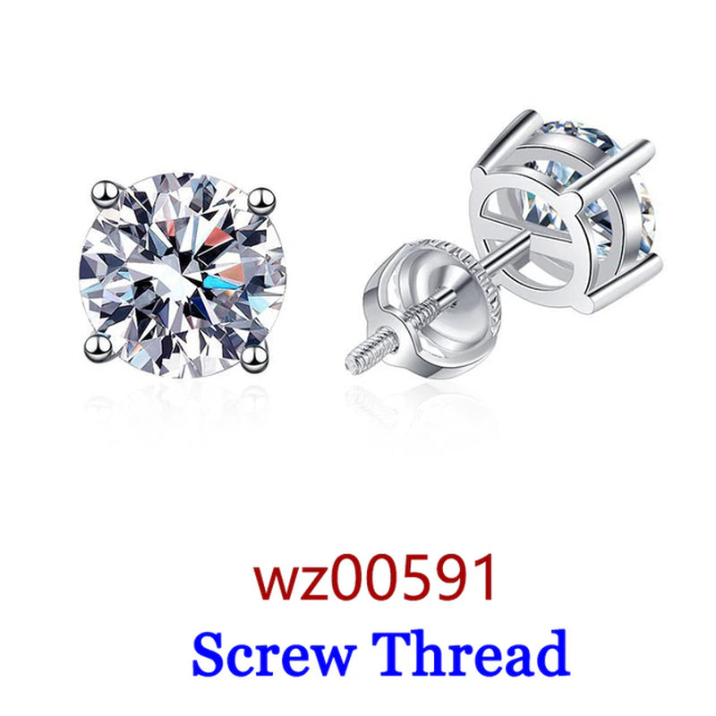 Premium 0.5-2Ct Moissanite Diamond Stud Earrings for Women Orginal 925 Sterling Silver Screw Back Women Moissanite Earring 2024