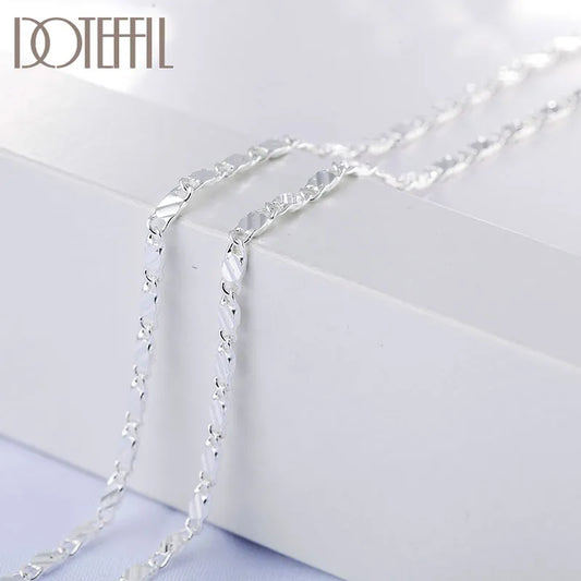 925 Sterling Silver 16/18/20/22/24/26/28/30 Inch 2Mm Charm Chain Necklace for Women Man Fashion Wedding Party Jewelry