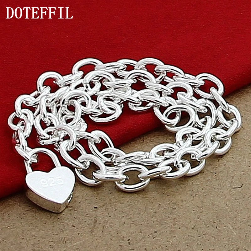 925 Sterling Silver Heart Lock Pendant Necklace 18 Inch Chain for Women Wedding Engagement Fashion Jewelry