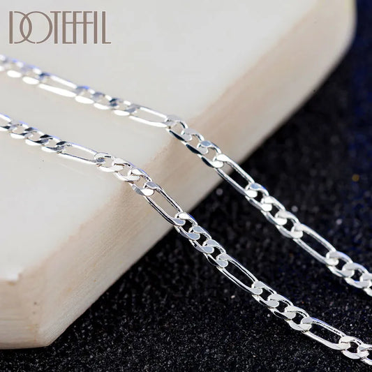 925 Sterling Silver 16/18/20/22/24/26/28/30 Inch 2Mm Sideways Flat Chain Necklace for Women Man Fashion Wedding Jewelry