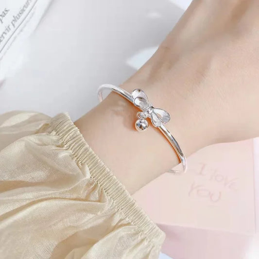 New Korean Fashion 925 Sterling Silver Lucky Beads Bangles for Women Bracelets Luxury Designer Party Wedding Jewelry Gifts