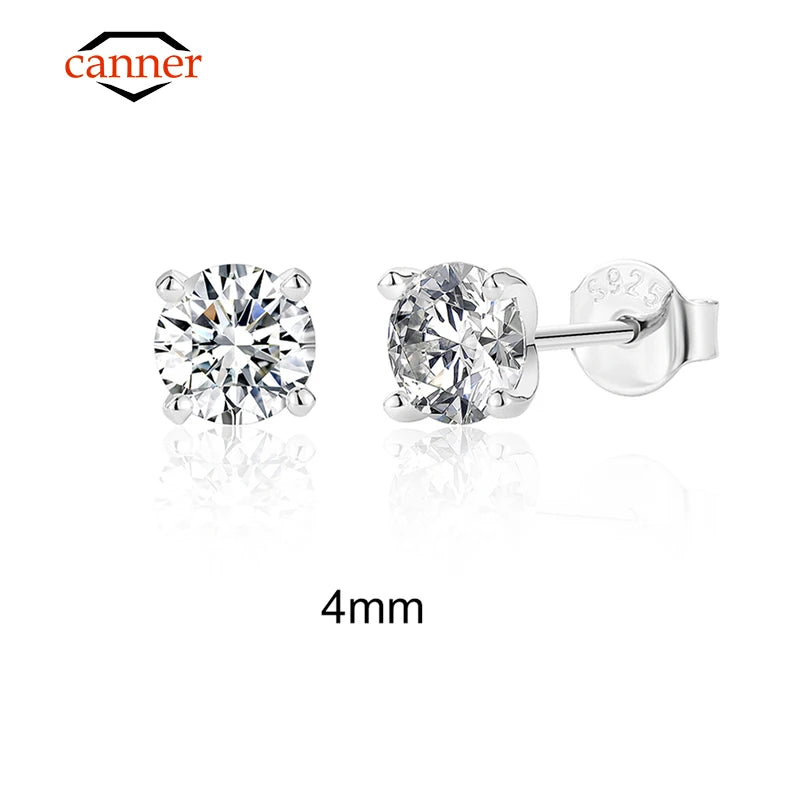 0.5-1.2 Carat D Color Moissanite Ear Stud Earrings for Women 925 Sterling Silver Sparkling Piercing Earring Fine Jewelry