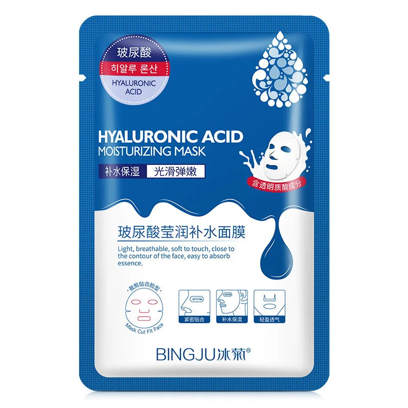 10Pcs Hyaluronic Acid Hydrating Facial Mask Sheet Masks for Face Hydrating Shrinking Pores Moisturizing Face Masks Skin Care