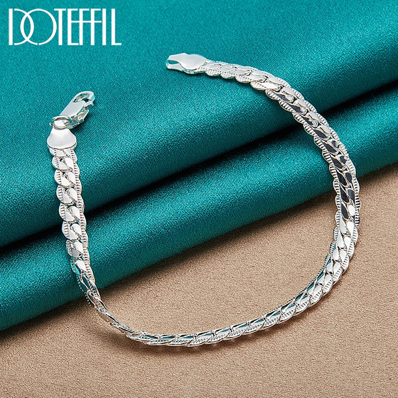 925 Sterling Silver 6Mm Side Chain 16/18/20/22/24 Inch Necklace for Women Man Fashion Wedding Engagement Jewelry Gifts