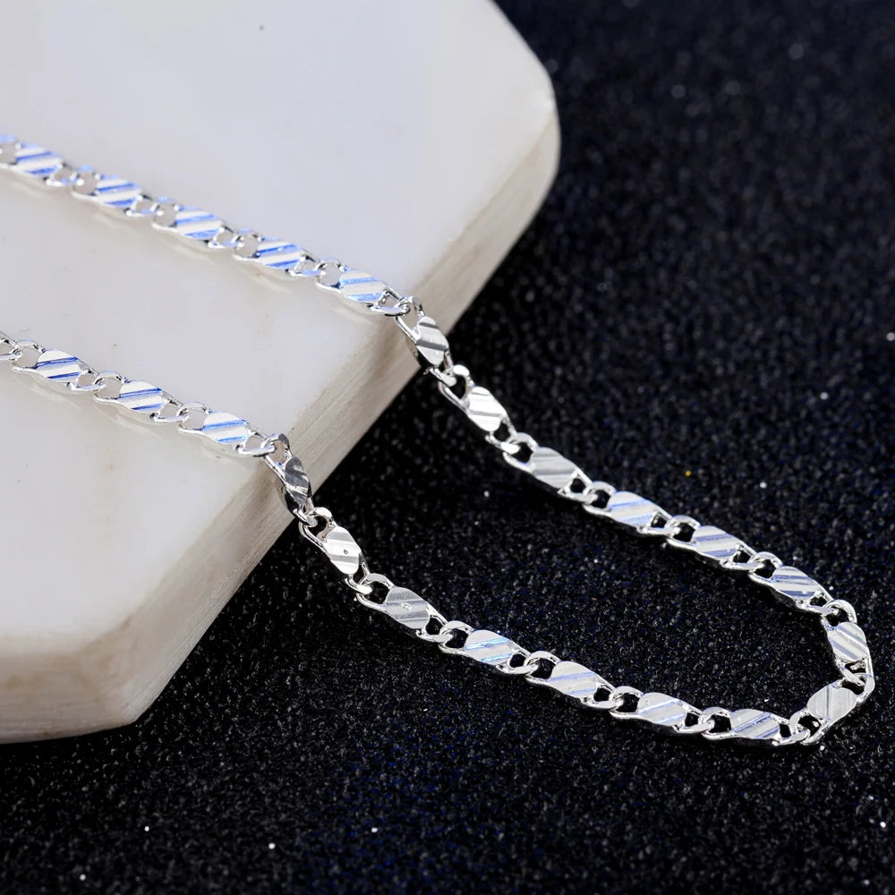 925 Sterling Silver 16/18/20/22/24/26/28/30 Inch 2Mm Charm Chain Necklace for Women Man Fashion Wedding Party Jewelry