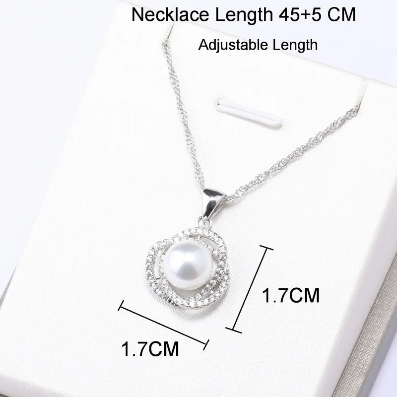 Real White Freshwater Natural Pearl Set Women Wedding 925 Sterling Silver Necklace Earring Sets Jewelry Anniversary Gift