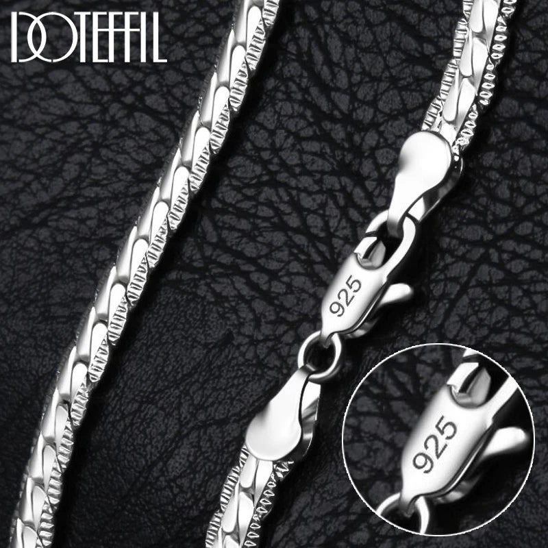 925 Sterling Silver 6Mm Side Chain 16/18/20/22/24 Inch Necklace for Women Man Fashion Wedding Engagement Jewelry Gifts