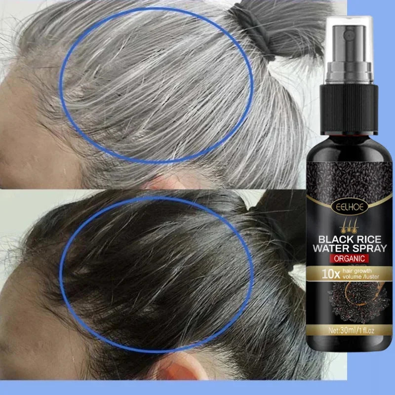 Gray White Hair Treatment Serum White to Black Repair Natural Color Black Rice Nourish Spray anti Loss Hair High Quality Product