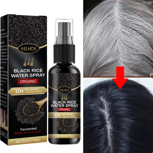 Gray White Hair Treatment Serum White to Black Repair Natural Color Black Rice Nourish Spray anti Loss Hair High Quality Product