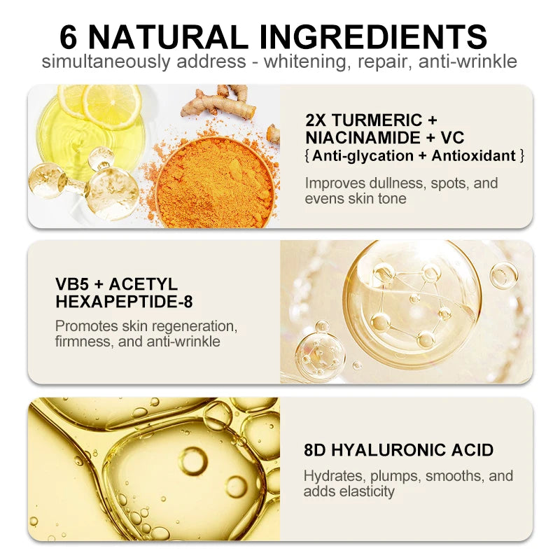 Dark Spot Serum Hyaluronic Acid Whitening Vitamin C Face Serum Turmeric Collagen Facial Skin Care Beauty