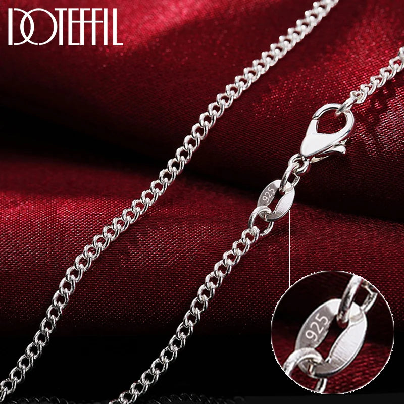 925 Sterling Silver 16/18/20/22/24/26/28/30 Inch 2Mm Side Chain Necklace for Women Man Fashion Wedding Charm Jewelry