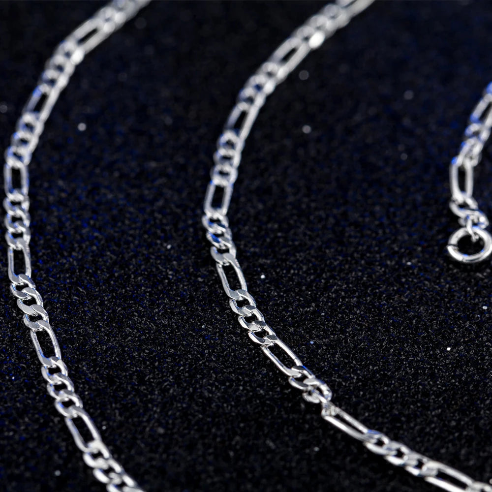 925 Sterling Silver 16/18/20/22/24/26/28/30 Inch 2Mm Sideways Flat Chain Necklace for Women Man Fashion Wedding Jewelry