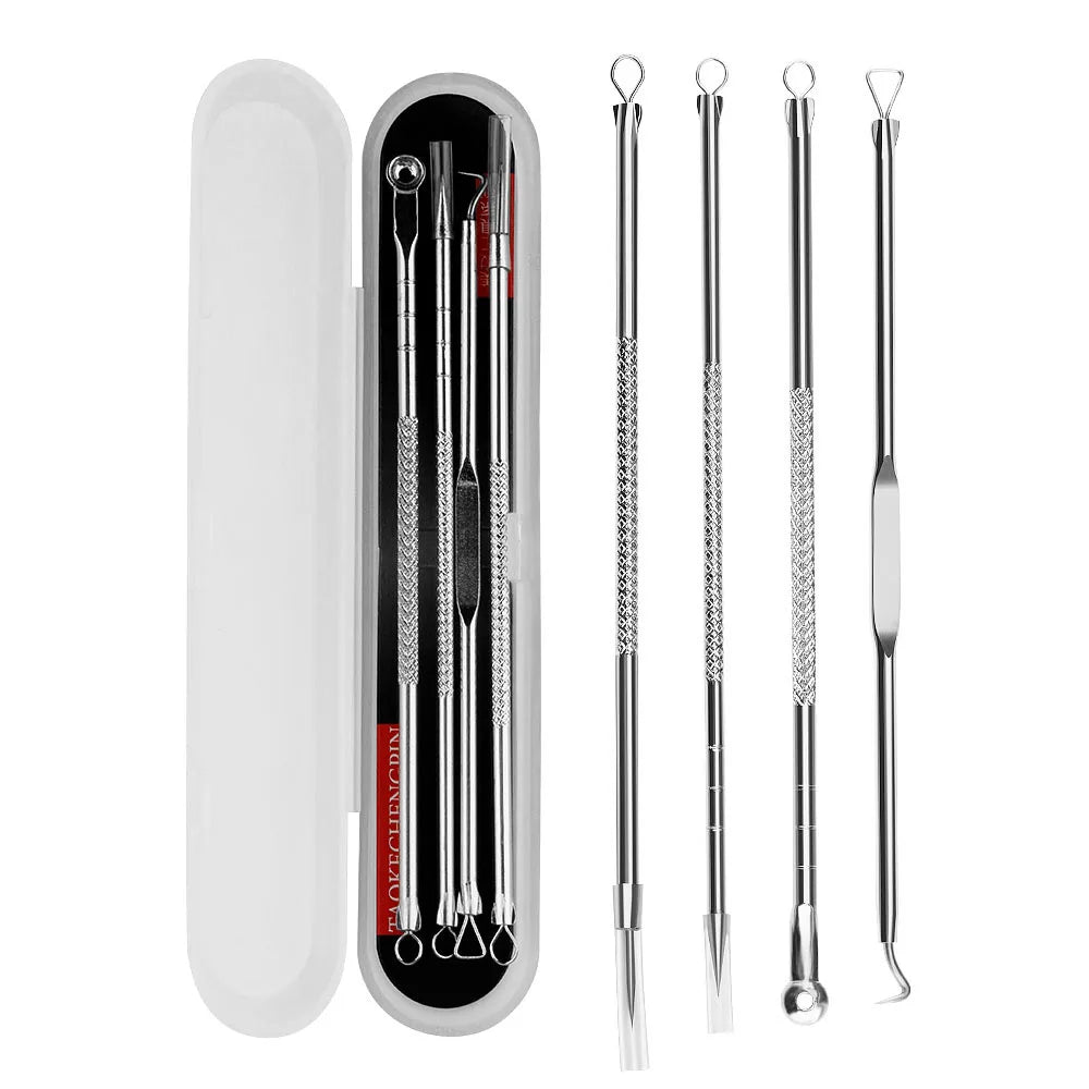 Acne Needle Remove Blackhead Blemish Pimple Comedone 4Pcs/Set Double-Ended Stainless Steel Facial Cleaning Skin Care