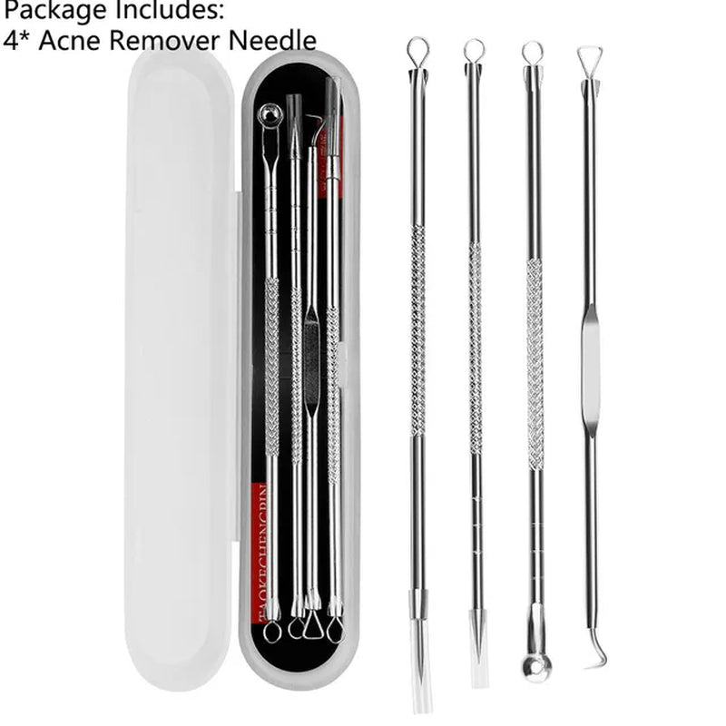 Acne Needle Remove Blackhead Blemish Pimple Comedone 4Pcs/Set Double-Ended Stainless Steel Facial Cleaning Skin Care